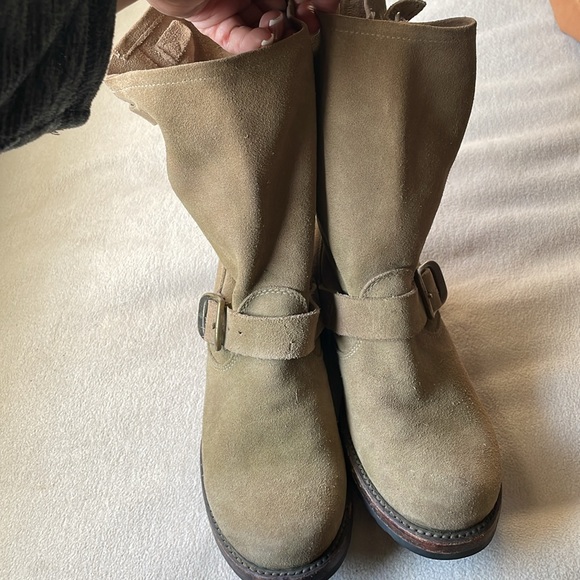 FRYE Veronica Taupe Suede Buckle Boots Size 7 - Picture 6 of 12